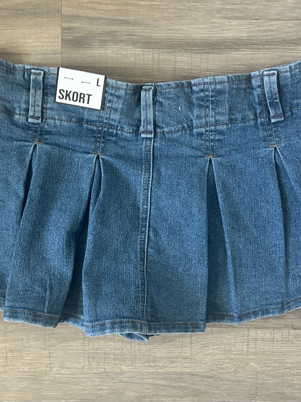 Almost Famous Blue Denim Pleated Skort